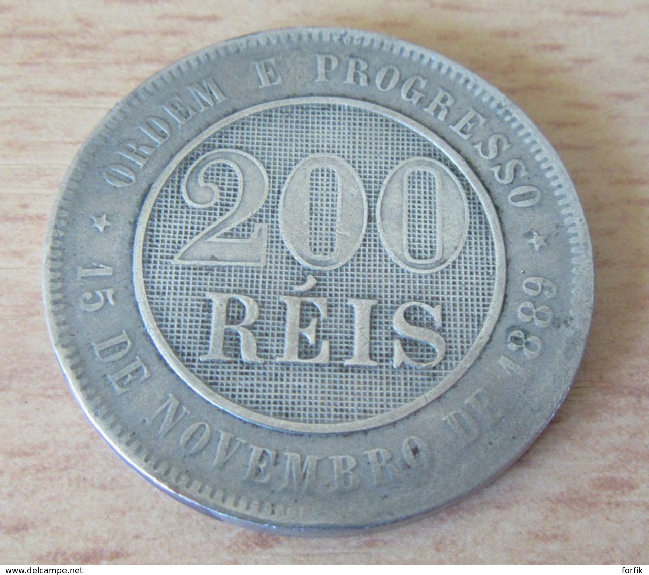 Brésil - Monnaie 200 Reis 1893 - Diam. 32,5 Mm Poids 14,8 Gr - Brésil