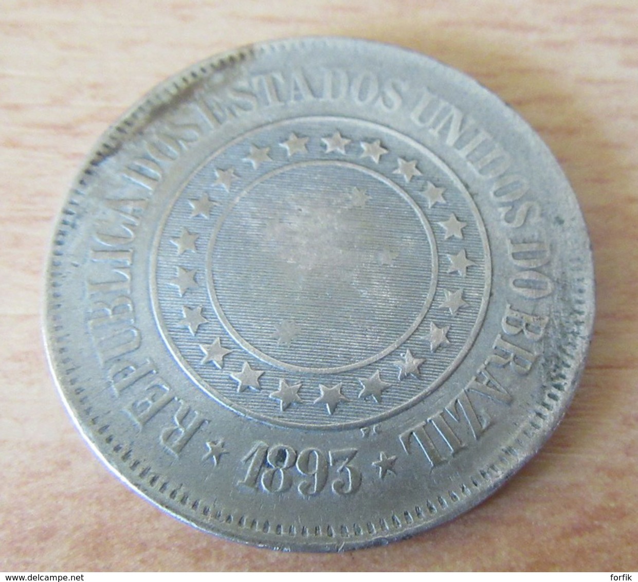 Brésil - Monnaie 200 Reis 1893 - Diam. 32,5 Mm Poids 14,8 Gr - Brésil