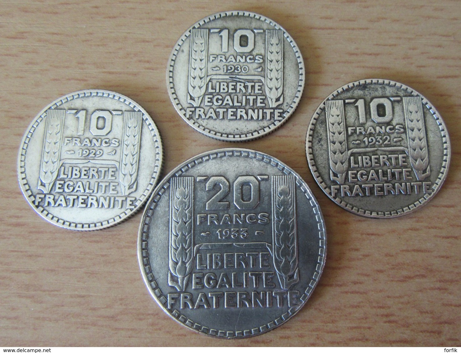 France - 15 Monnaies en argent : 50c, 1fr et 9 x 5 Francs Semeuse Argent + 3 x 10 et 20 Francs Turin 1933 RC - TB à SUP