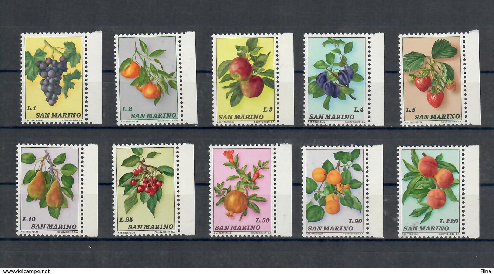 SAN MARINO 1974 - FRUTTA - SERIE COMPLETA MNH ** - Nuovi