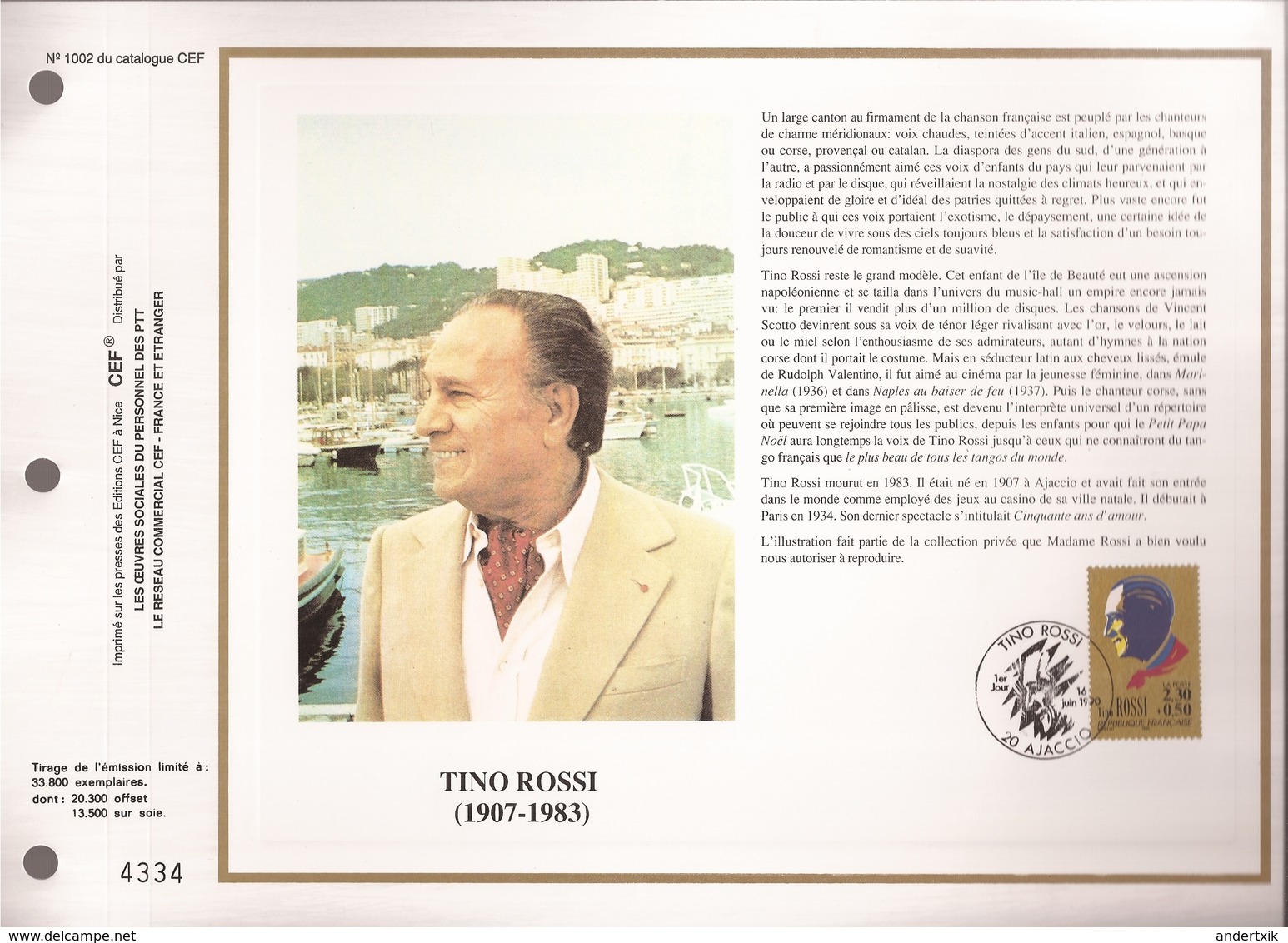 Francia, Obliterations,1990, Tino Rossi - 1989-2008