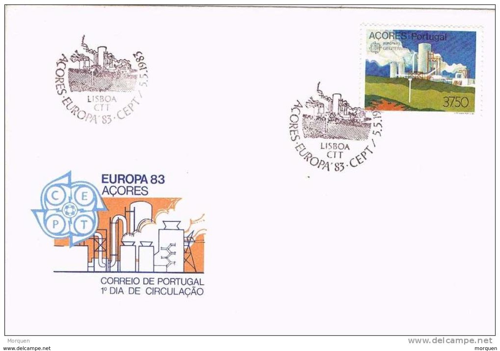 32031. Carta F.D.C. Islas Azores, AÇORES (Portugal) 1983.  Tema Europa - Azores