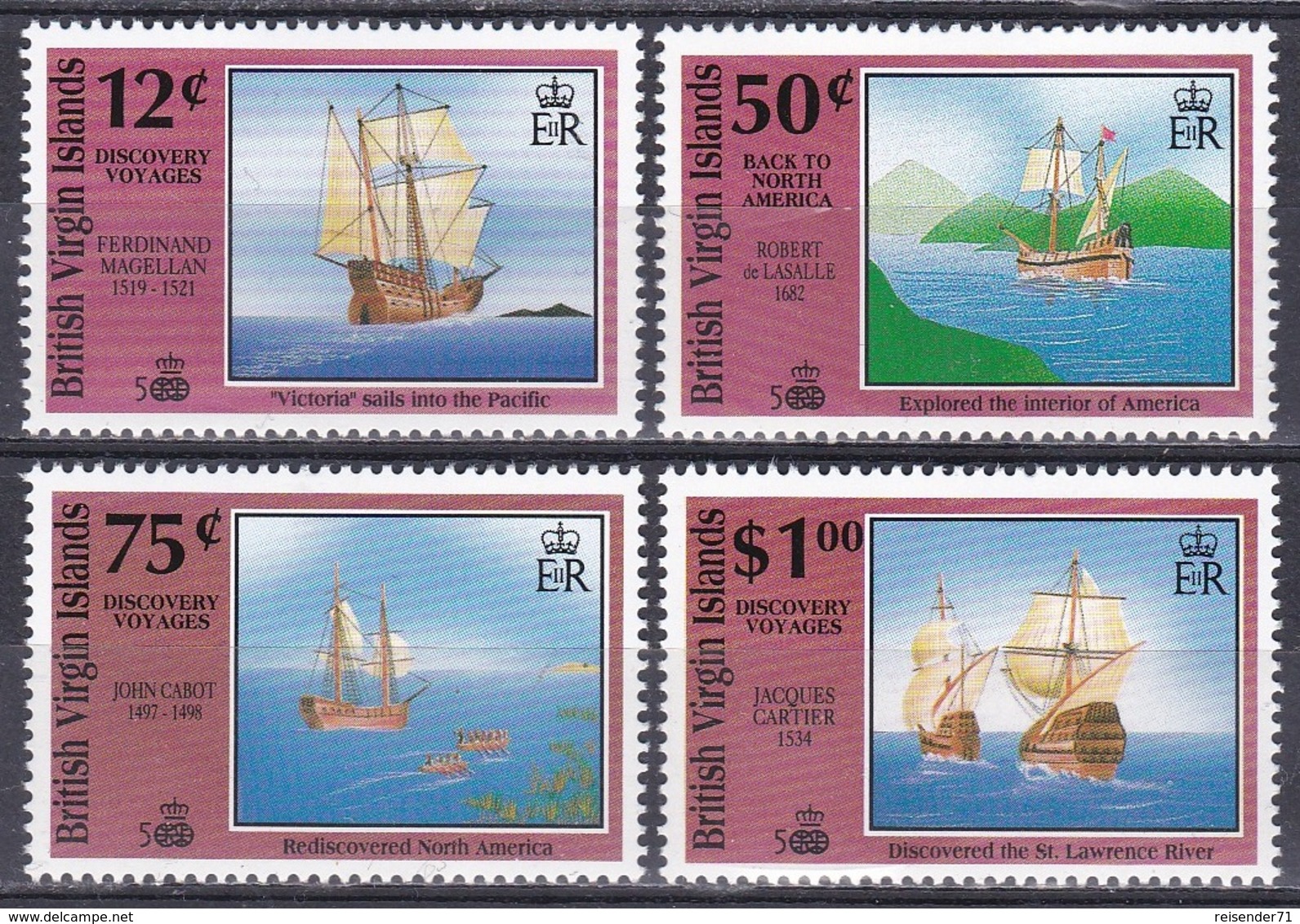 Jungferninseln Virgin Islands 1991 Geschichte History Entdeckung Discovery Kolumbus Columbus Schiffe Ships, Mi. 739-2 ** - British Virgin Islands