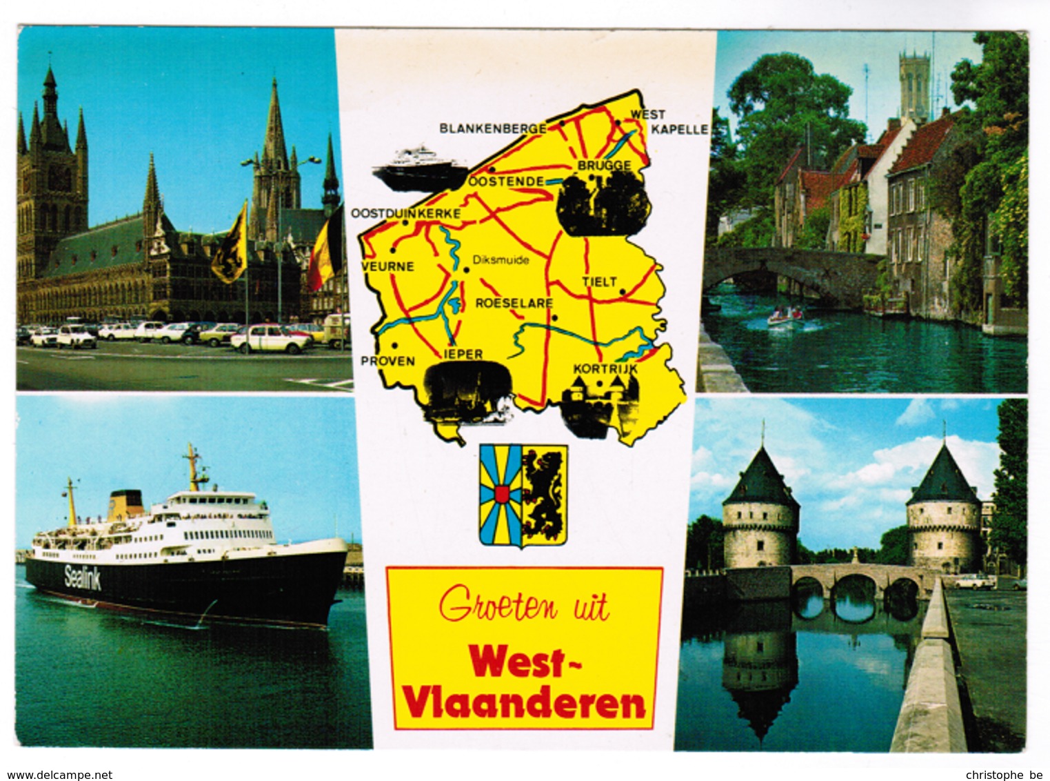Groeten Uit West Vlaanderen, Oostende, Ieper, Brugge, Kortrijk, Ferry Sealink (pk55700) - Sonstige & Ohne Zuordnung