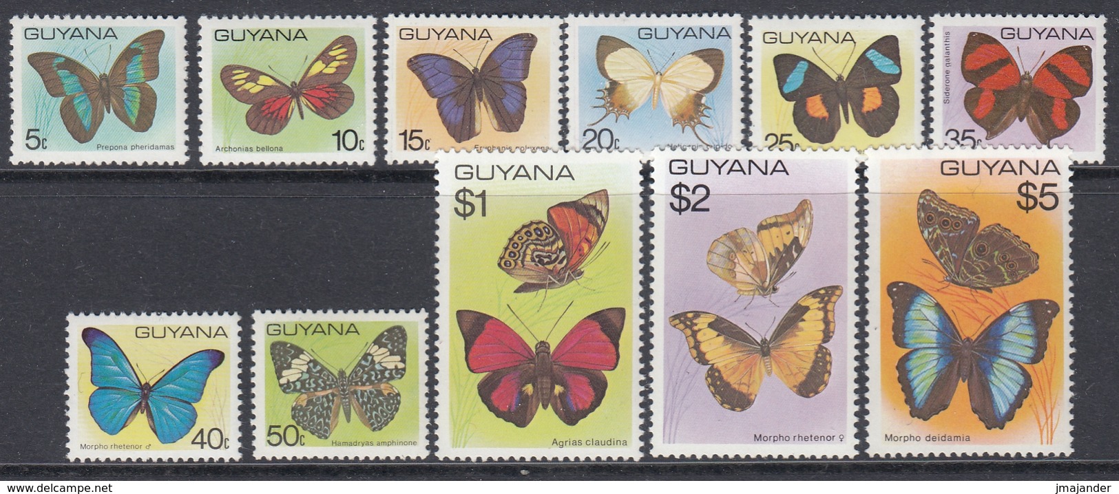 Guyana 1978 - Definitive Stamps: Butterflies - Mi 542-552 ** MNH (see Description) - Guyane (1966-...)