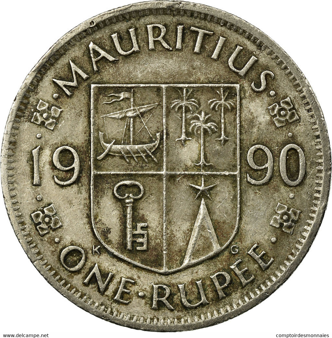 Monnaie, Mauritius, Rupee, 1990, TB, Copper-nickel, KM:55 - Mauritius