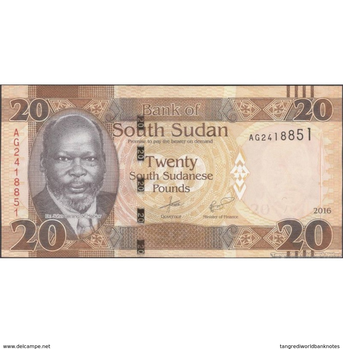 TWN - SOUTH SUDAN 13b - 20 Pounds 2016 Prefix AG UNC - South Sudan