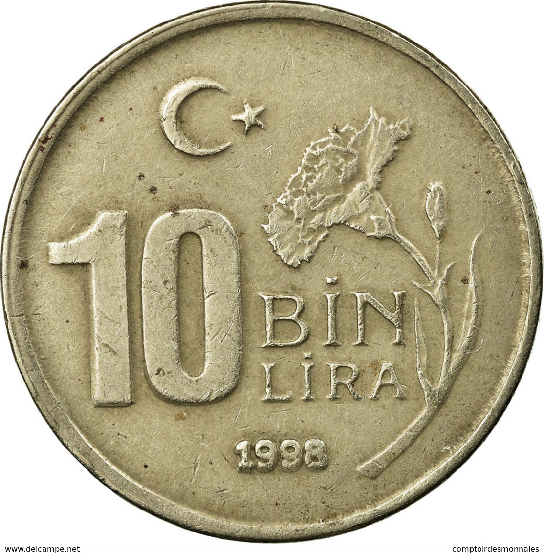 Monnaie, Turquie, 10000 Lira, 10 Bin Lira, 1998, TB+, Copper-Nickel-Zinc - Turquie