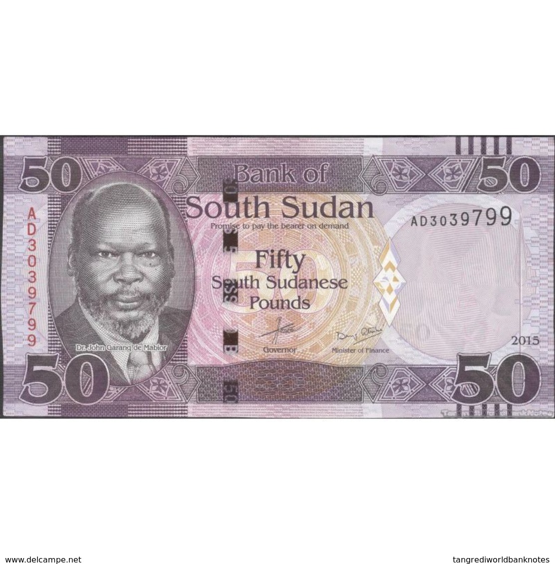 TWN - SOUTH SUDAN 14a - 50 Pounds 2015 Prefix AD UNC - Südsudan