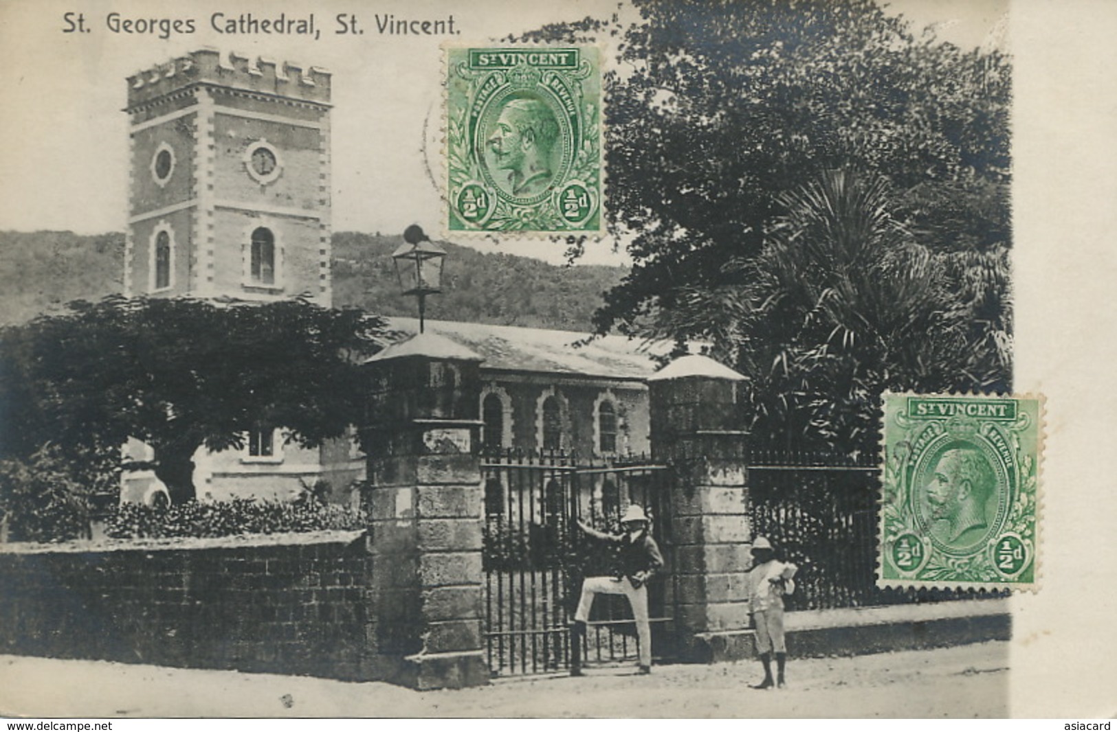St Vincent . St Georges Cathedral. Stamped 2 Stamps . 1927 - San Vicente Y Las Granadinas