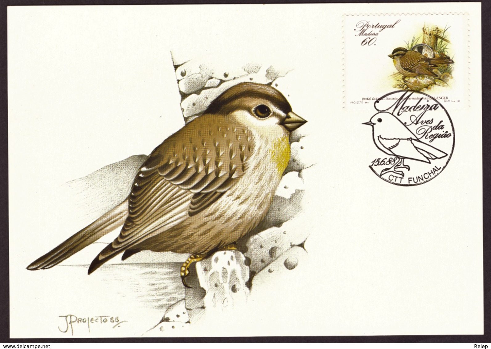 Portugal 1988 - Birds Of Madeira 60$00 2° Grupo Postcard   Subscrito 1°dia - Nuevos