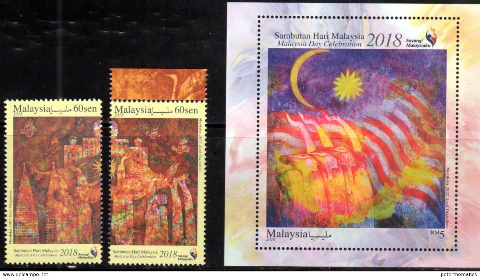 MALAYSIA , 2018, MNH,MALAYSIA DAY, CELEBRATIONS, FLAGS,  PETRONAS TOWERS,  2v+S/SHEET - Other & Unclassified