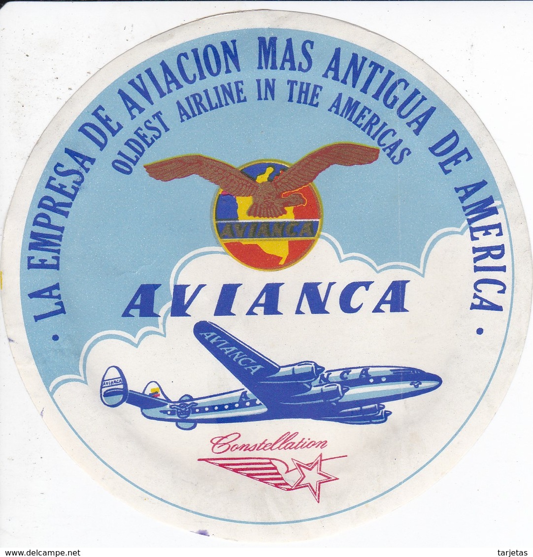 ANTIGUA ETIQUETA DE LA COMPAÑIA AEREA AVIANCA (AVION-PLANE) - Étiquettes à Bagages