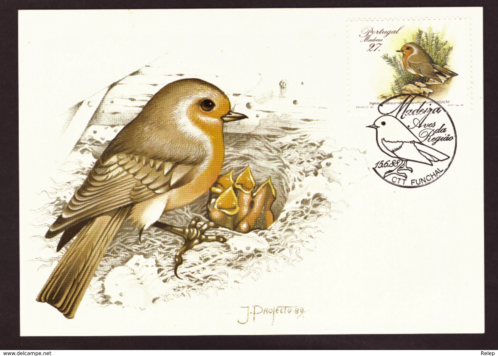 Portugal 1988 - Birds Of Madeira  27$00 2° Grupo Postcard   Subscrito 1°dia - Nuevos