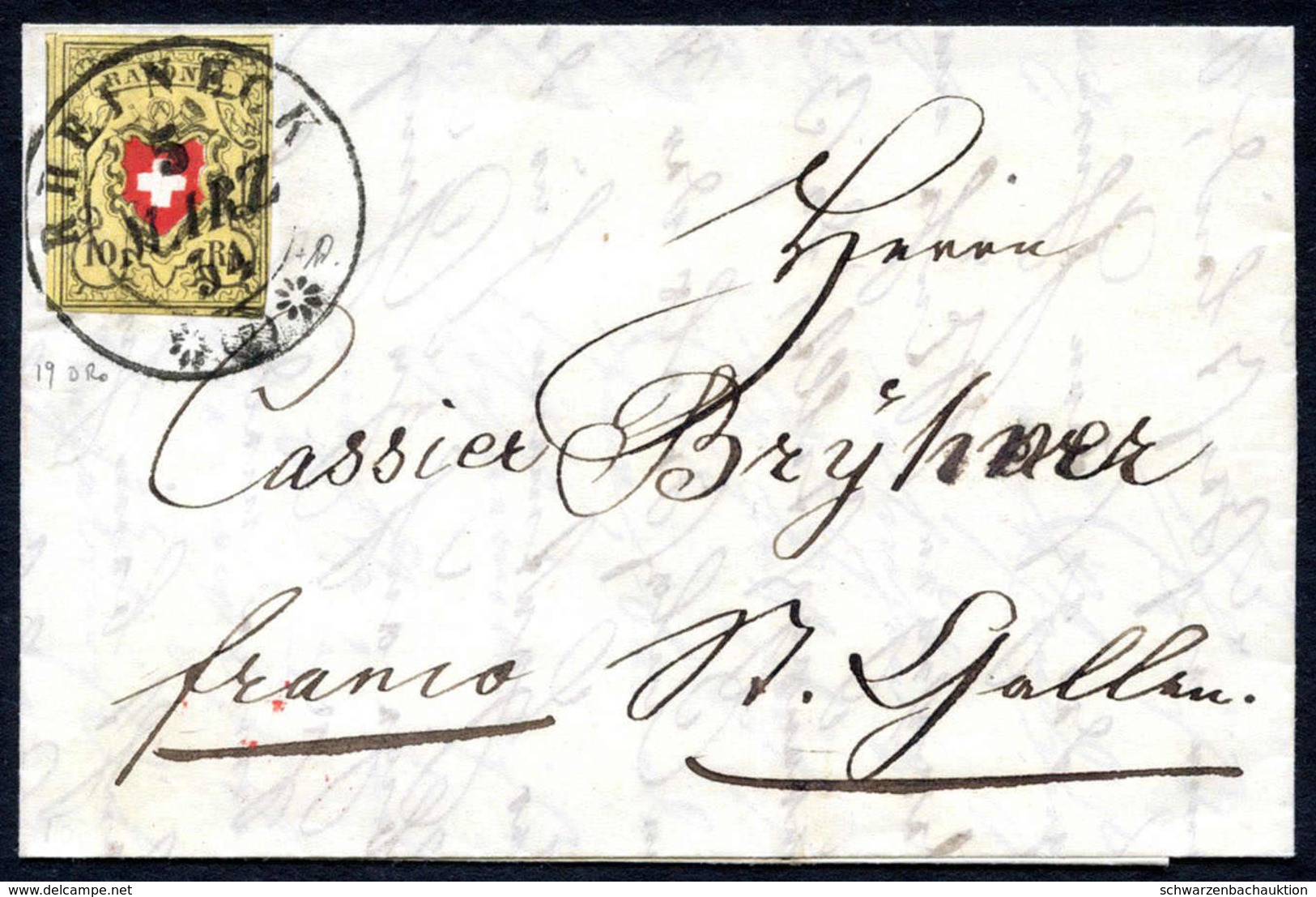 Rayon II, Gelb, Ohne Kreuzeinfassung (STEIN D) - 1843-1852 Federal & Cantonal Stamps