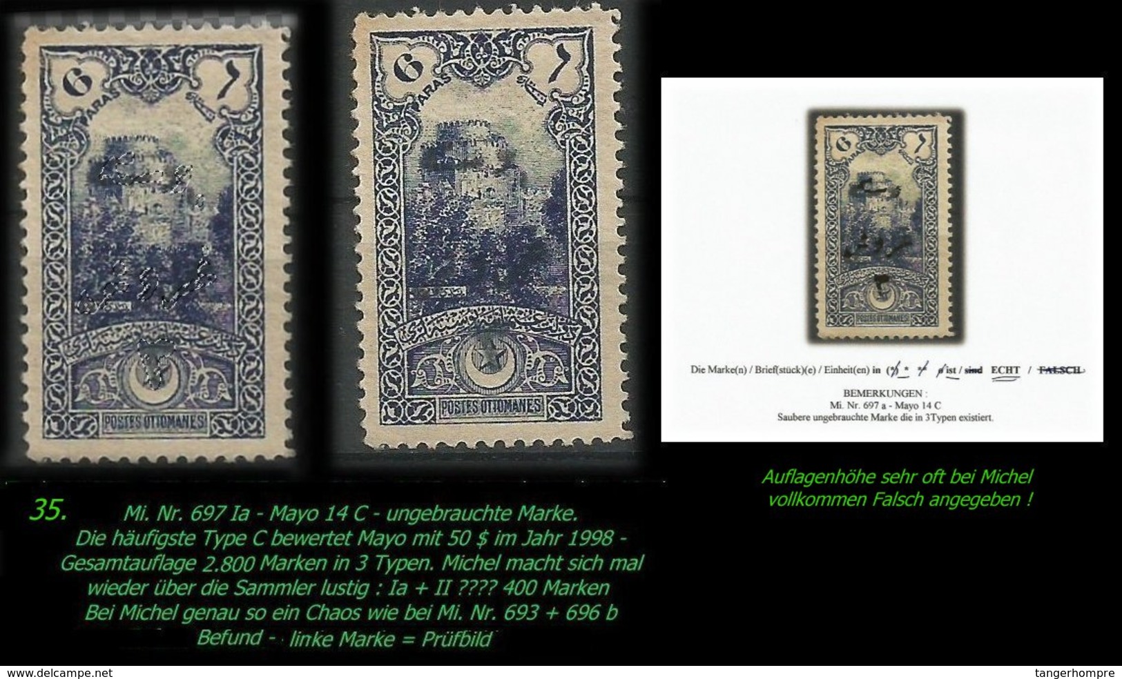 TURKEY ,EARLY OTTOMAN SPECIALIZED FOR SPECIALIST, SEE...Mi. Nr. 697 Ia - Mayo Type 14 C - 1920-21 Anatolia