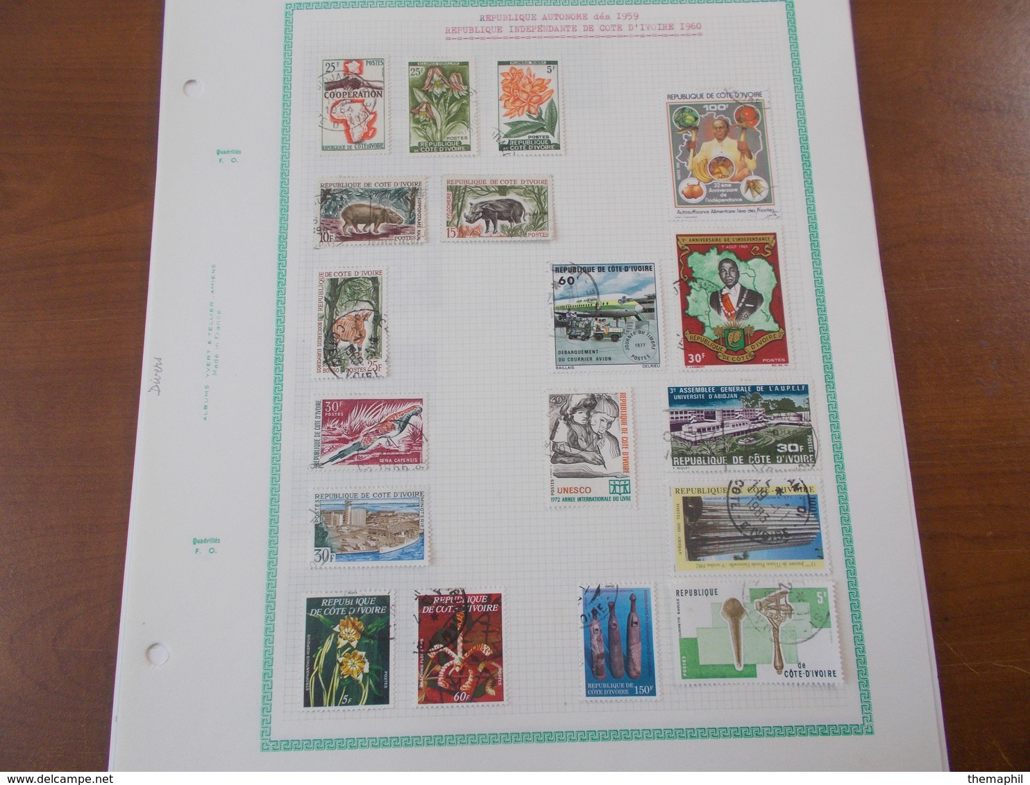 lot n° 342  colonies francaise  COTES D'IVOIRE GABON etc.. neufs**/ * ou obl sur page d'albums .  no paypal