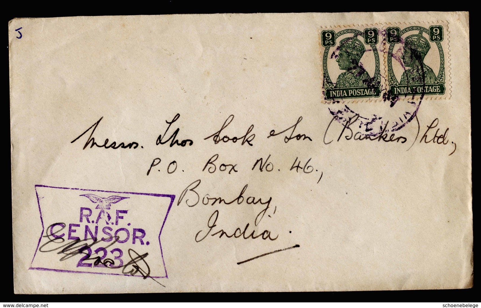 A5979) UK India Fieldpost Airforce Cover 05/27/44 To Bombay - 1936-47 King George VI