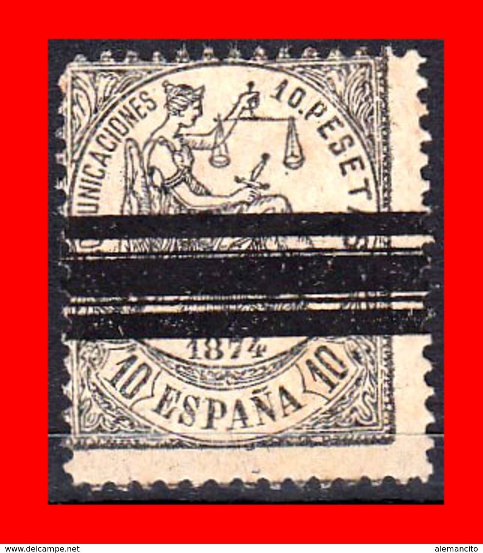 ESPAÑA SELLO AÑO 1874 --  ALEGORIA DE LA JUSTICIA BARRADO - Used Stamps