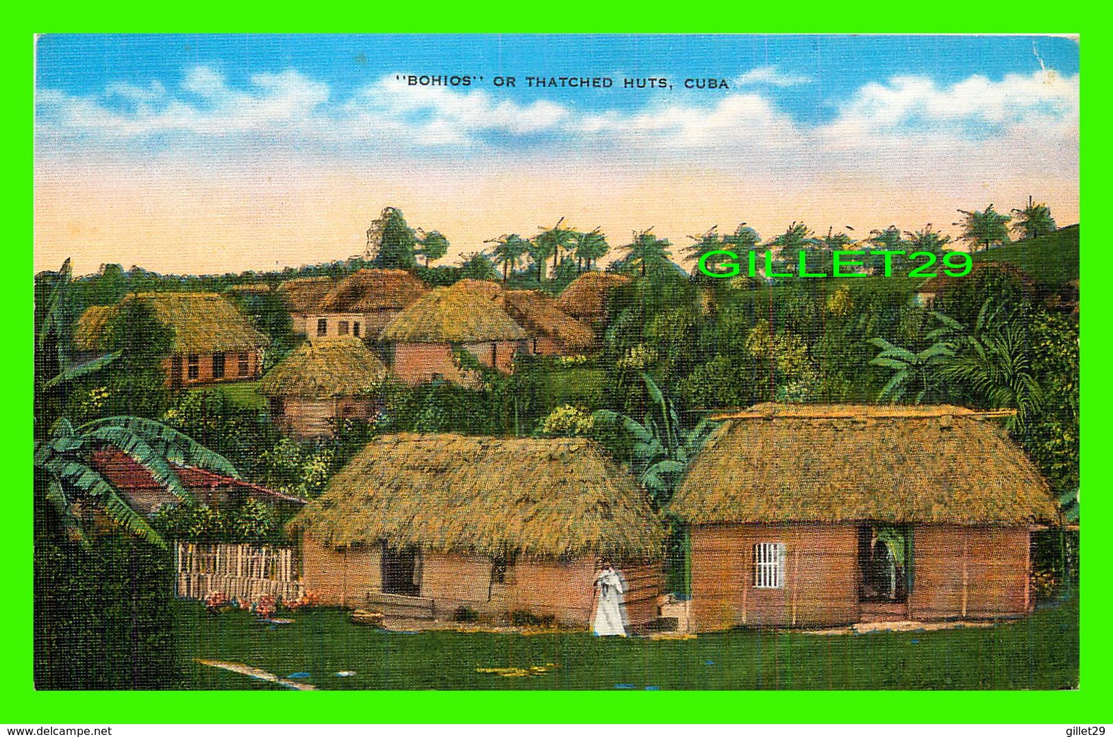 HABANA, CUBA - " BOHIOS " OR THATCHED HUTS - ANIMATED - PUB. BY ROBERTS & CO - - Cuba