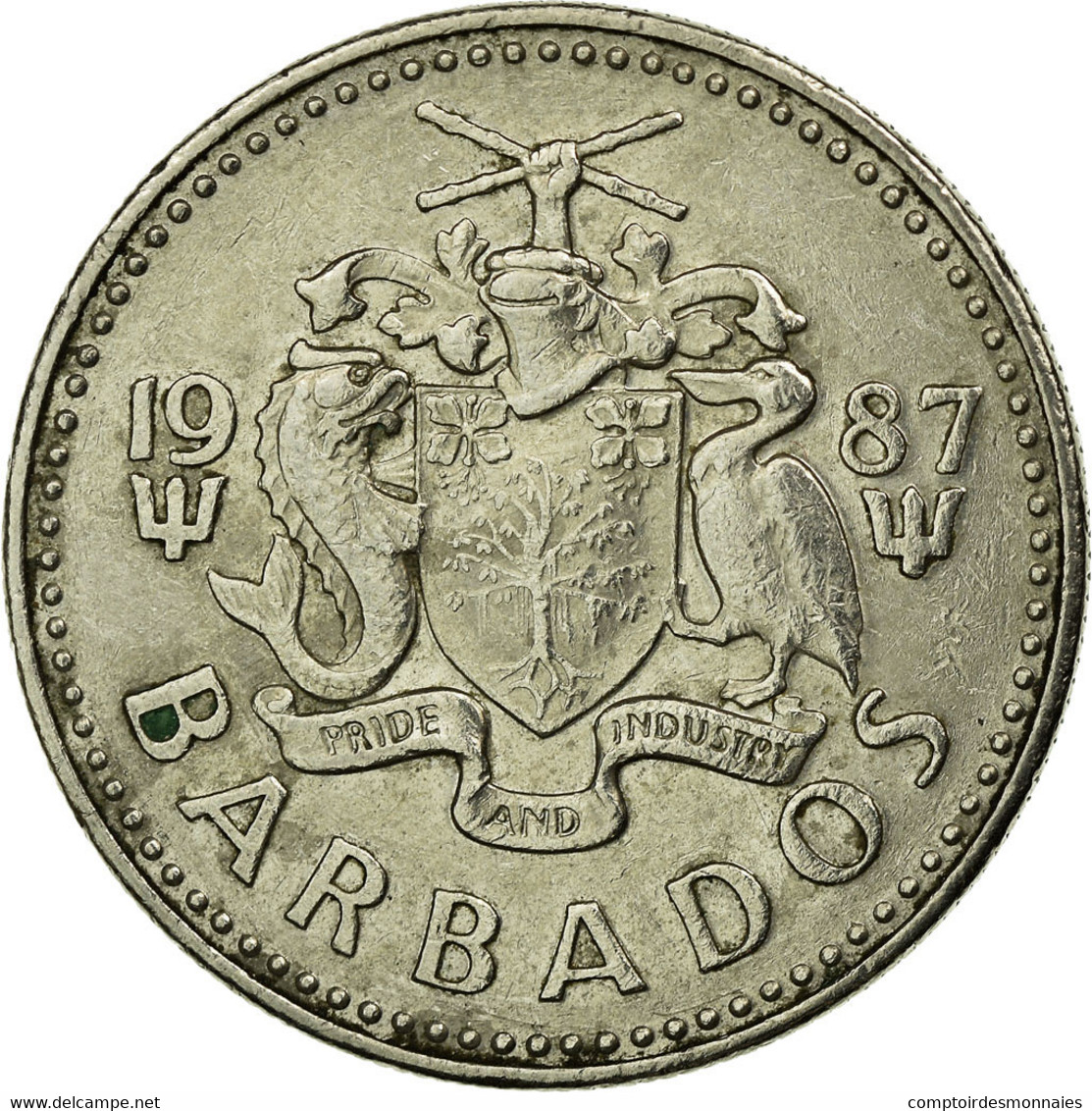 Monnaie, Barbados, 25 Cents, 1987, Franklin Mint, TTB, Copper-nickel, KM:13 - Barbados (Barbuda)