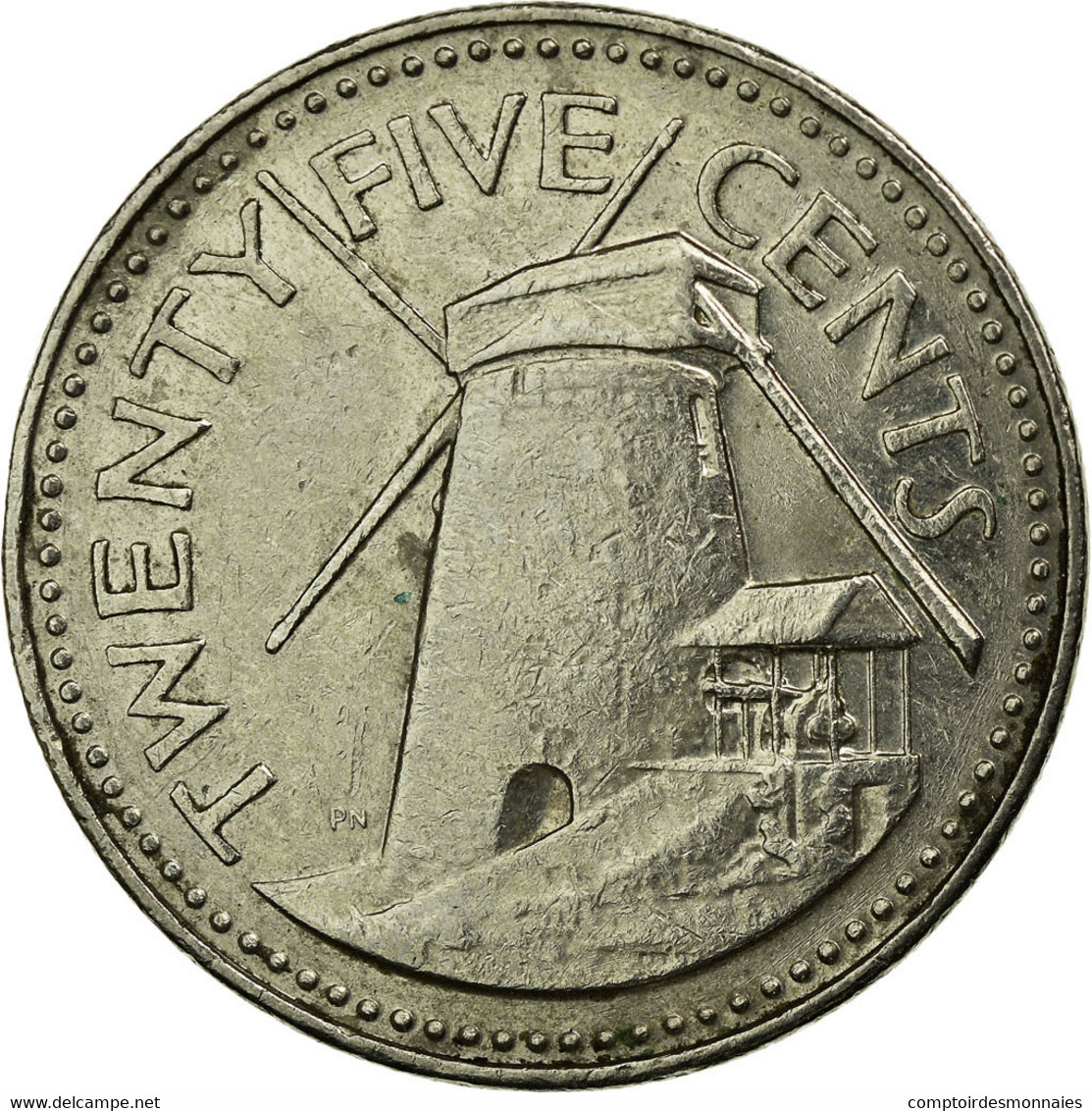 Monnaie, Barbados, 25 Cents, 1987, Franklin Mint, TTB, Copper-nickel, KM:13 - Barbados (Barbuda)