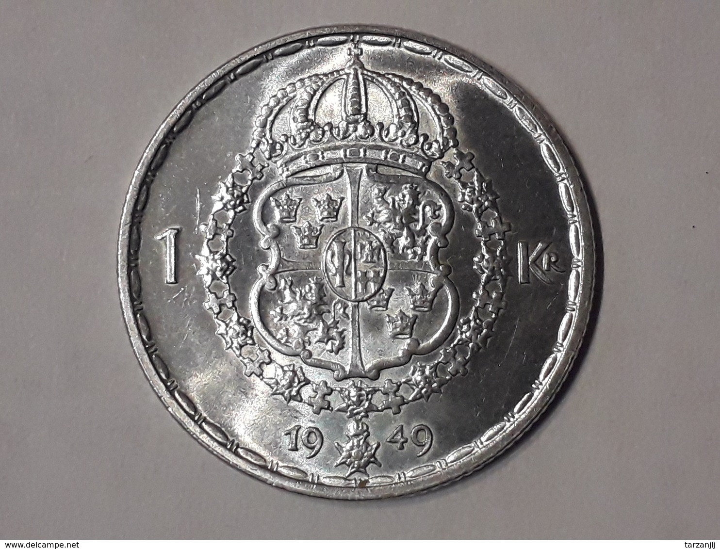 1 Krone Gustaf V Suède (Sweden) 1949 Argent - Suède