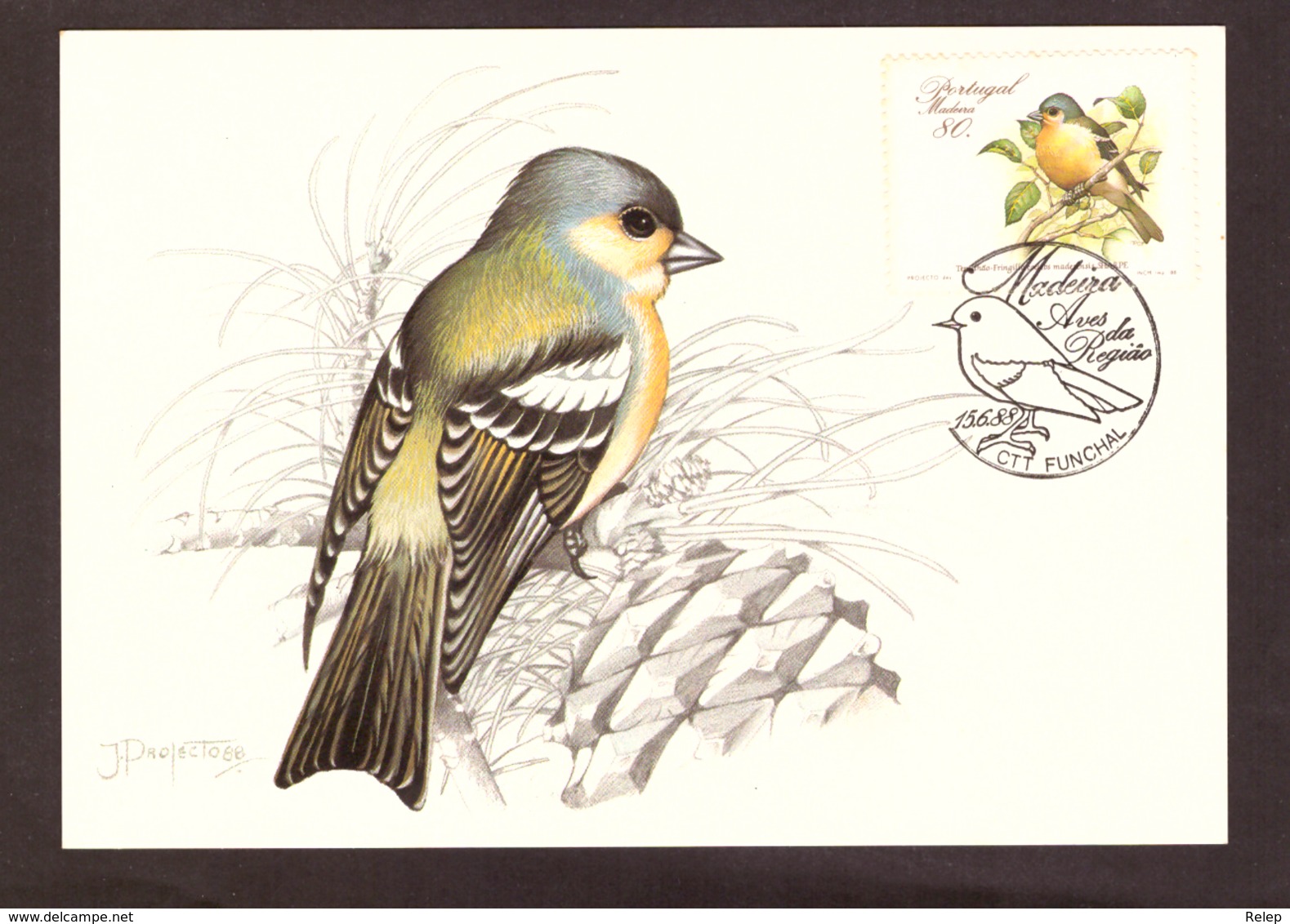 Portugal 1988 - Birds Of Madeira 80$00 2° Grupo Postcard   Subscrito 1°dia - Unused Stamps