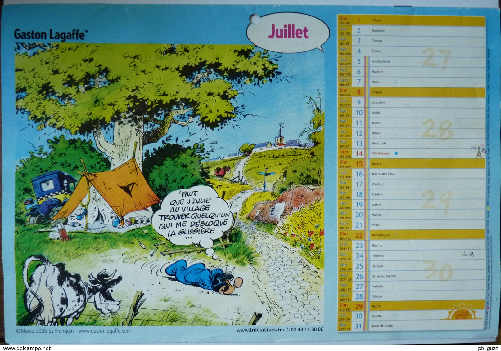 RARE CALENDRIER PUBLICITAIRE GASTON LAGAFFE 2007 STAGE DE SKI COLLEGE LE SEGRAIS - FRANQUIN - Agendas & Calendriers