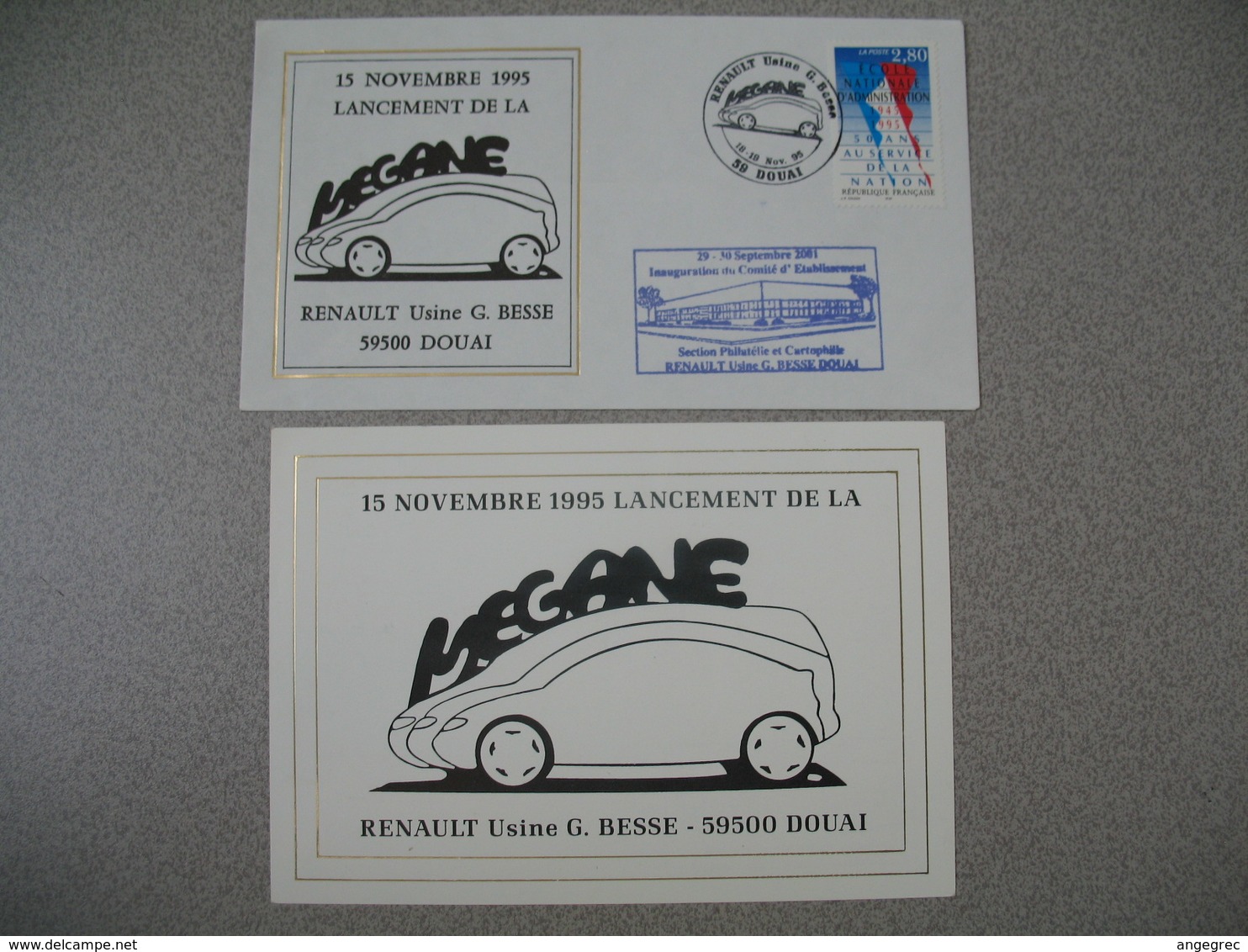 Carte + Enveloppe 1995  - Lancement De La Mégane - Renault Usine G. Besse    Cachet Douai - 1961-....