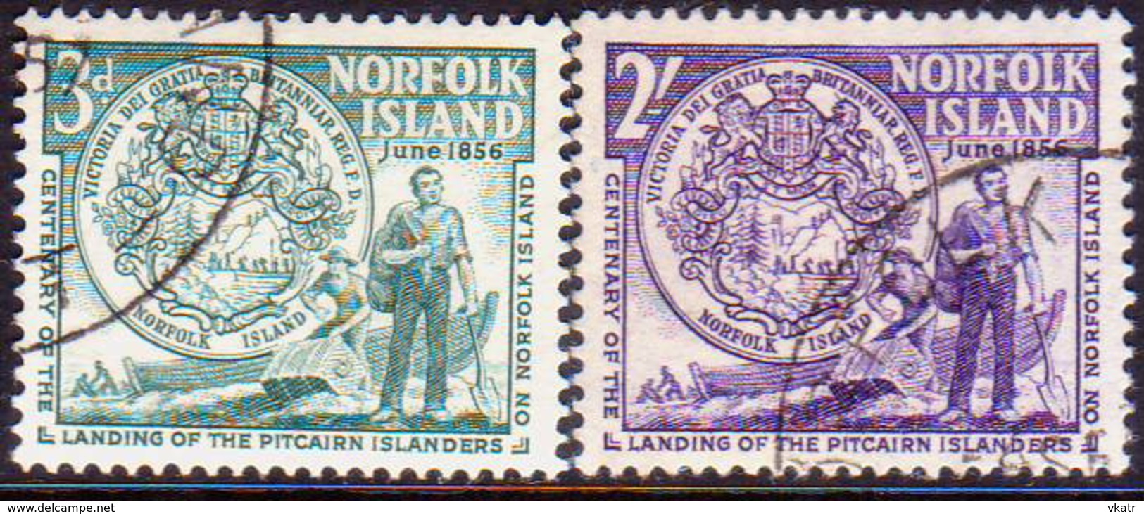Norfolk Island 1956 SG #19-20 Compl.set Used Pitcairn Islanders Landing - Norfolk Island