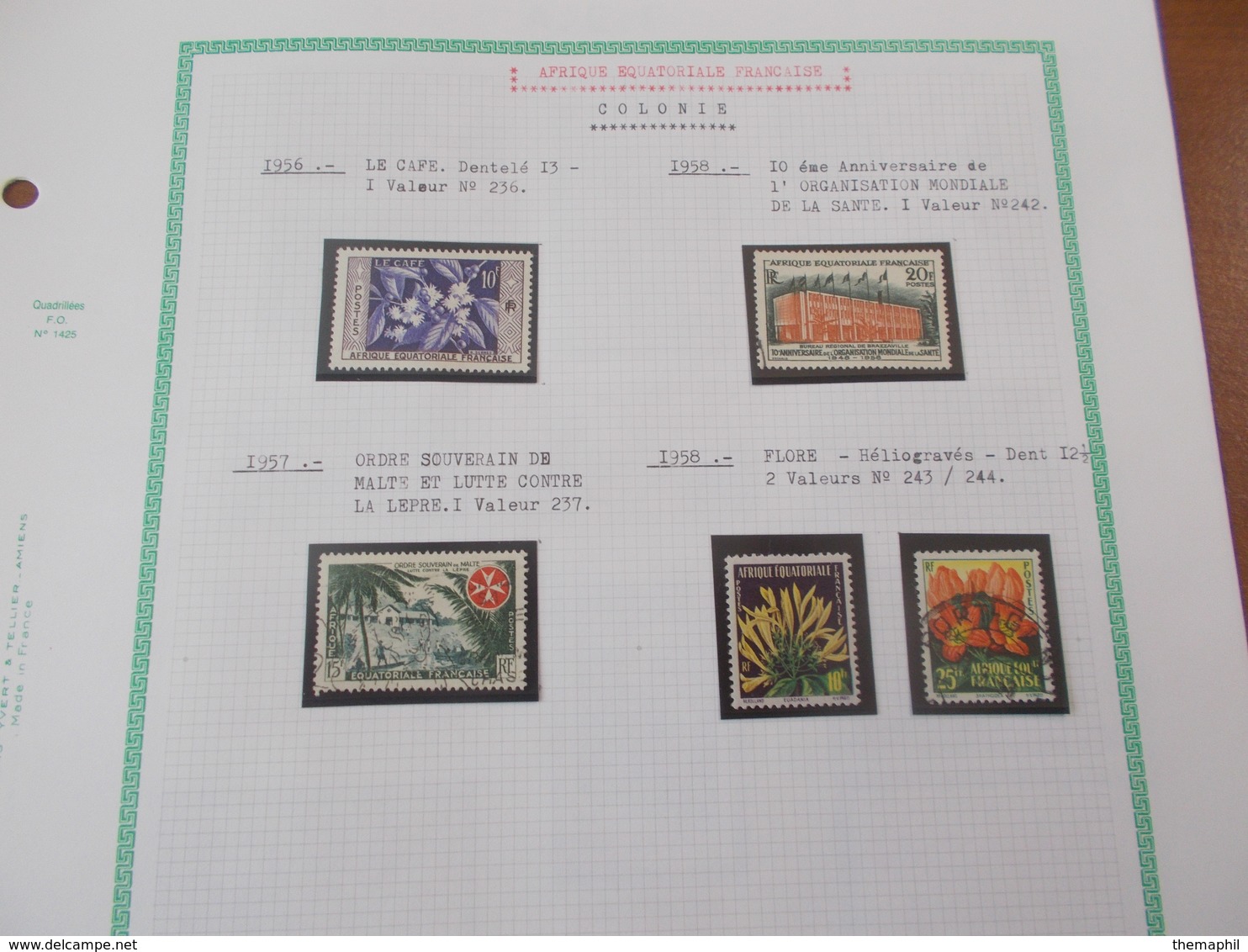 lot n° 340  colonies francaise  AFRIQUE EQUATORIALE. neufs**/ * ou obl sur page d'albums .  no paypal