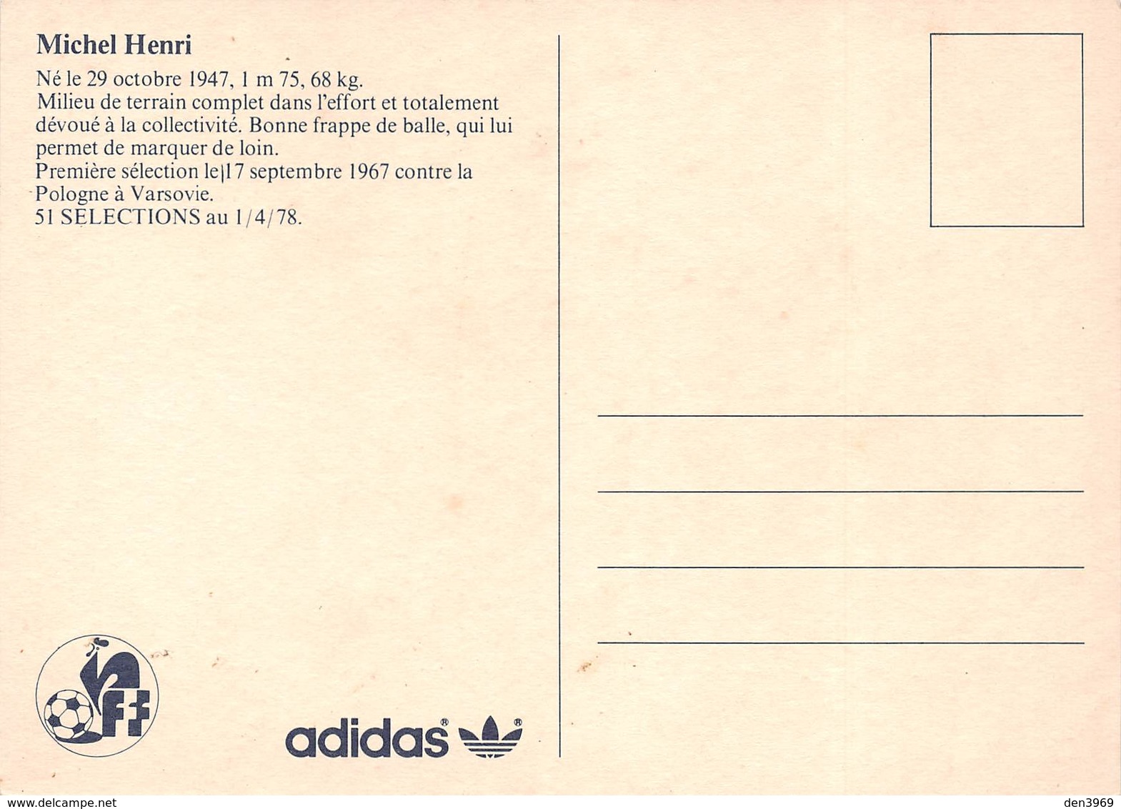 Football - Adidas - Michel HENRI  Joueur Et Entraîneur Français Né à Aix-en-Provence - Football