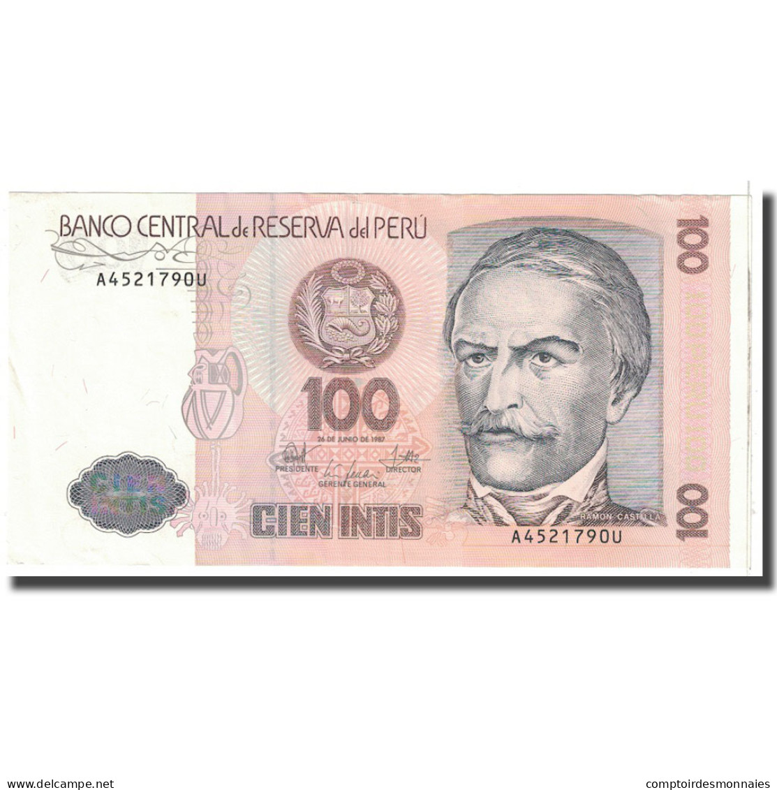 Billet, Pérou, 100 Intis, 1987, 1987-06-26, KM:133, TTB - Pérou