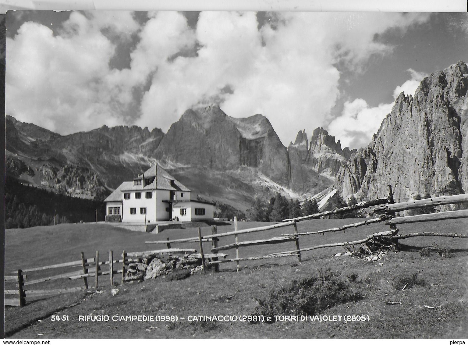 DOLOMITI - RIFUGIO CIAMPEDIE - CATINACCIO - FOTO GHEDINA - VIAGGIATA 1961 - Alpinisme