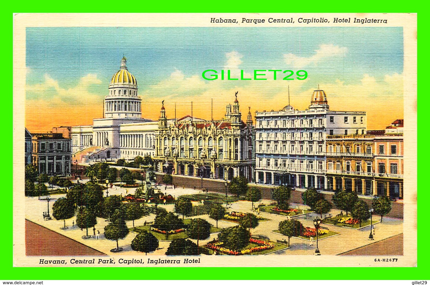 HABANA, CUBA - PARQUE CENTRAL, CAPITOLIO, HOTEL INGLATERRA IN 1936  - C. JORDI - - Cuba