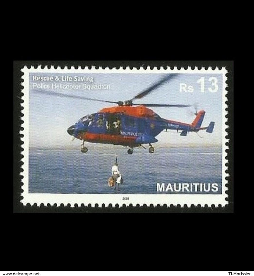 Mauritius (Ile Maurice) 2019 Police Helicopter Squadron(Rescue & Life Saving) 1v MNH Stamp - Complete Set- LATEST ISSUE! - Maurice (1968-...)