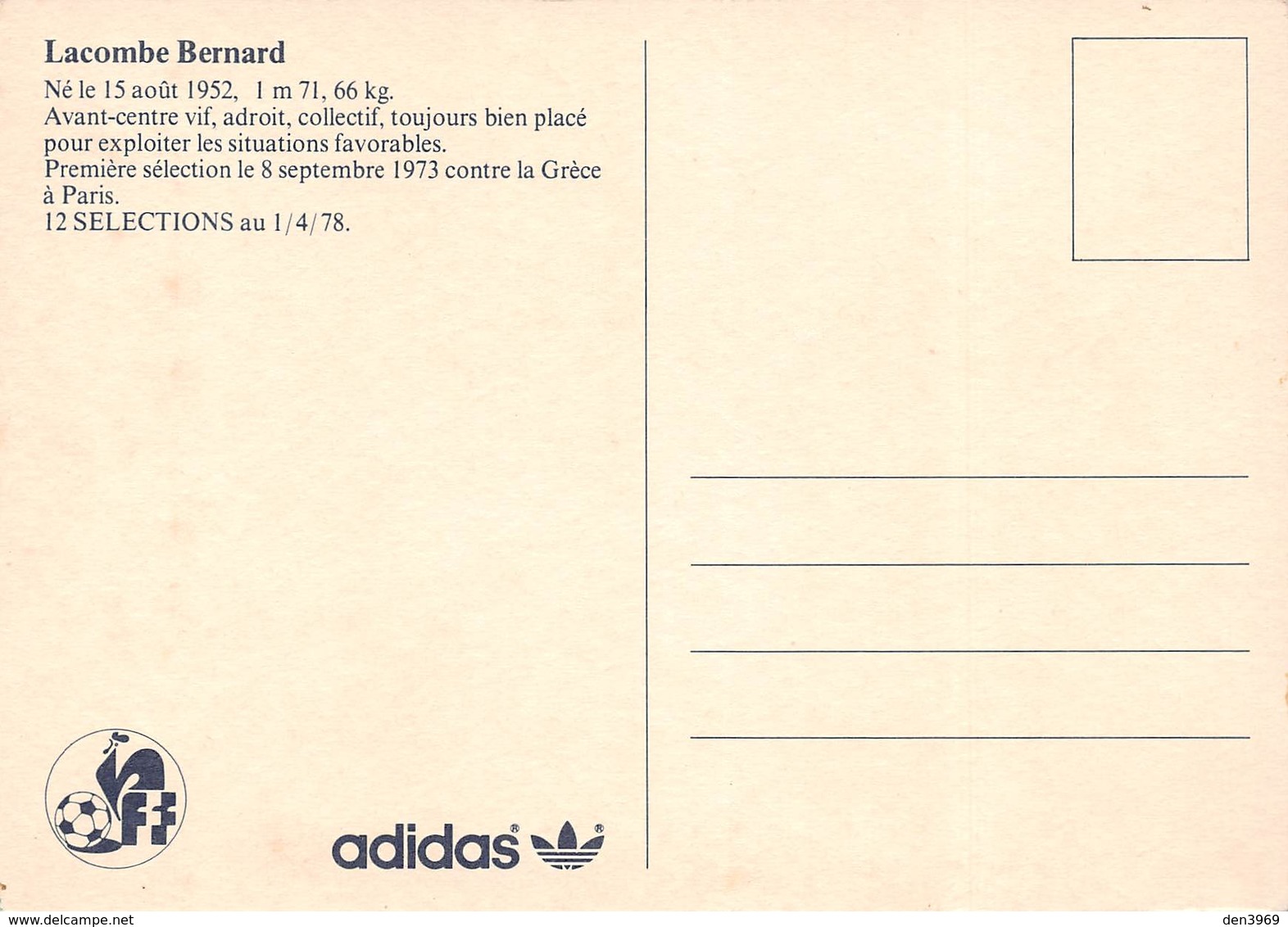 Football - Adidas - Bernard LACOMBE  Joueur Et Dirigeant Français Né à Villefranche-sur-Saône - Football