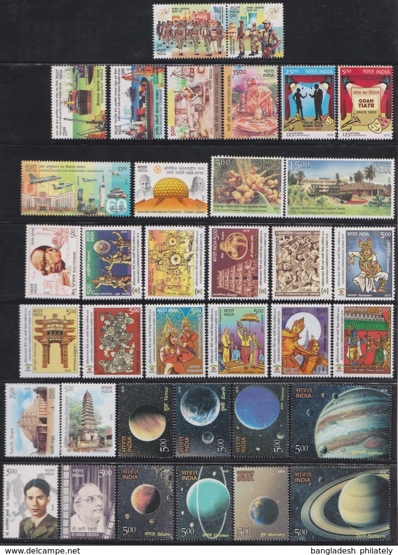 India 2018 PERFECTLY Complete Collection 117 Commemorative + 65 My Stamp+ 23 Miniature Sheet MS Year Pack MNH - Full Years