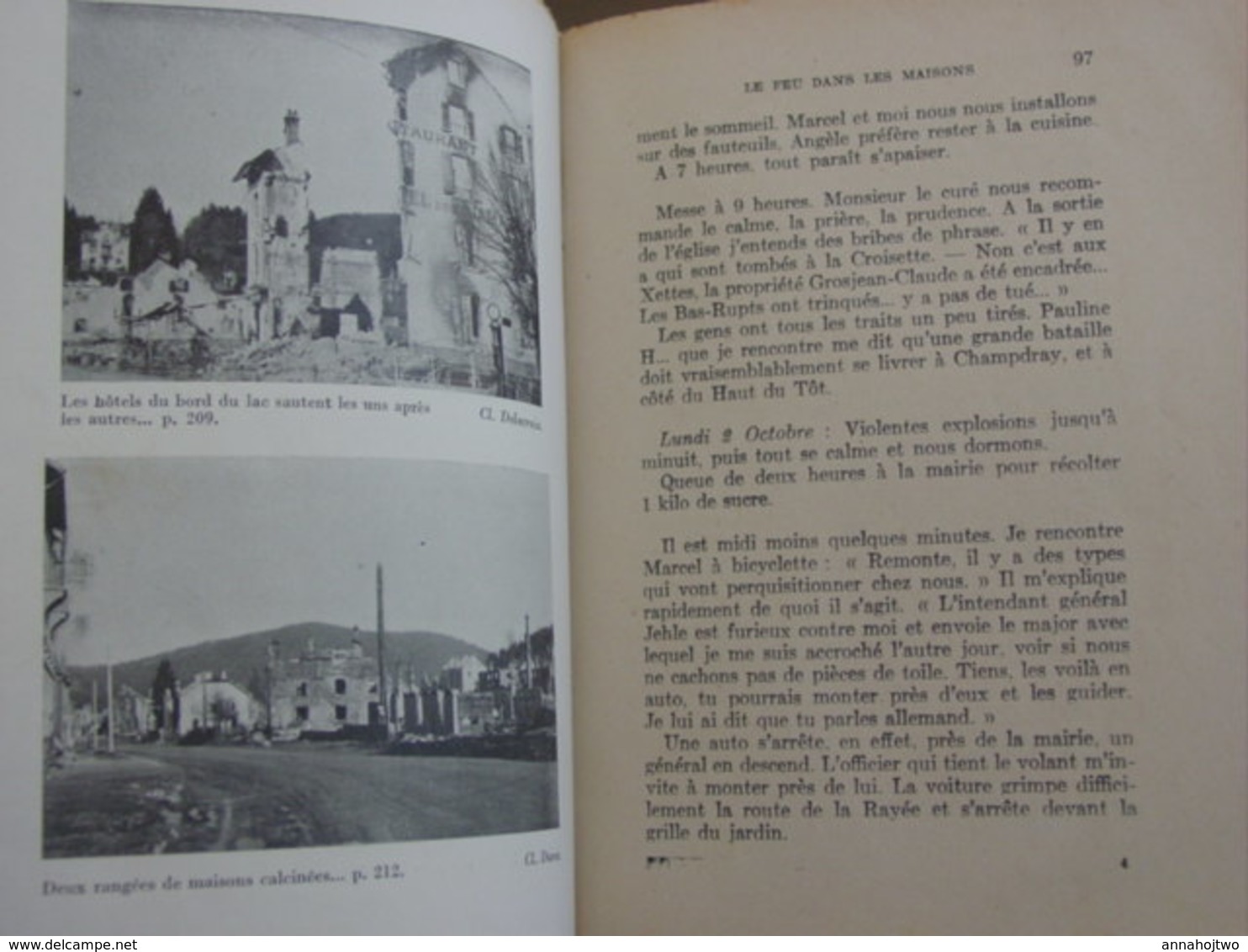 LE FEU DANS LES MAISONS (journal) Gérardmer,Août-Nov.1944 ,N.M.Chabert/les Vosges martyres.