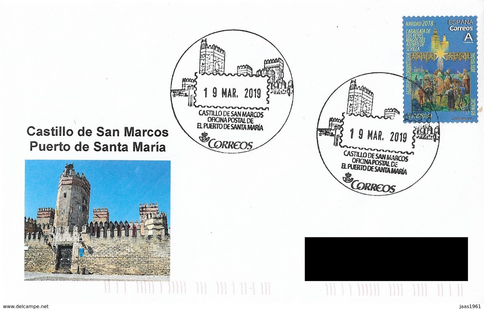 SPAIN. POSTMARK. SAN MARCOS CASTLE. PUERTO DE SANTA MARIA. 2019 - Máquinas Franqueo (EMA)