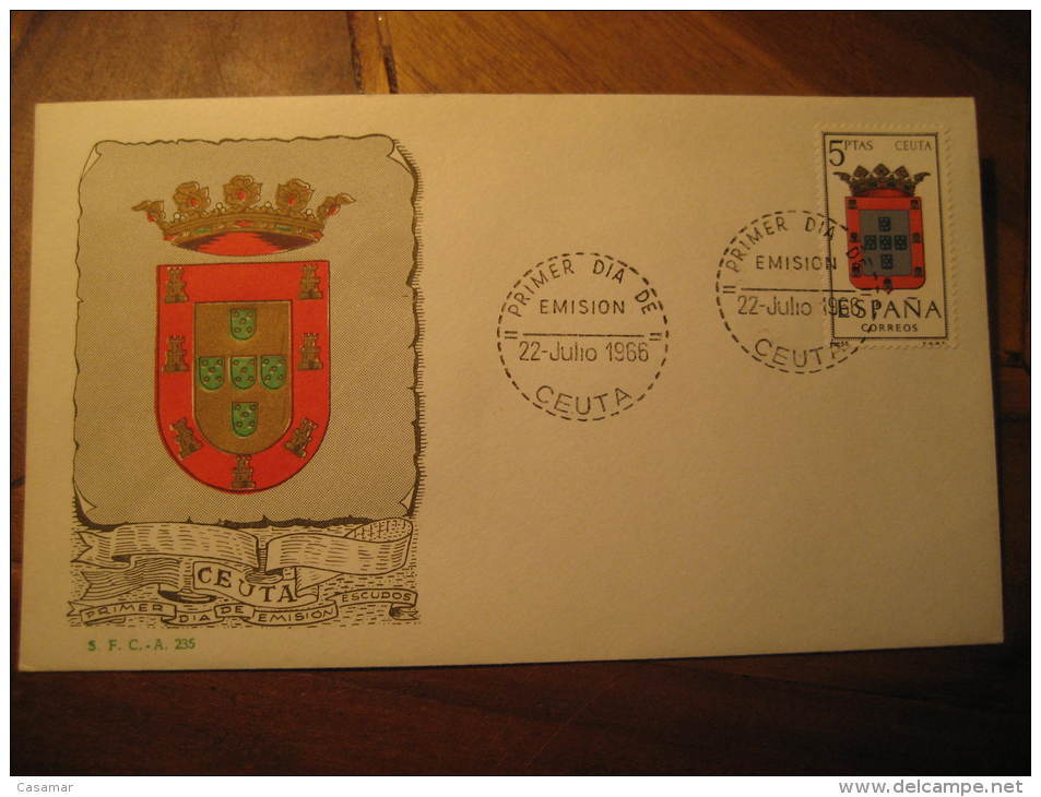 CEUTA 1966 Escudo Coat Of Arms Arm Fdc Cover Spain Colonies Area España Marruecos Morocco Maroc - Marruecos Español