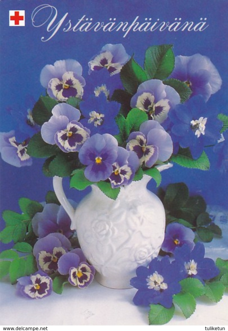 Postal Stationery - Flowers - Violets In A Vase - Red Cross 2004 - Suomi Finland - Postage Paid - Entiers Postaux