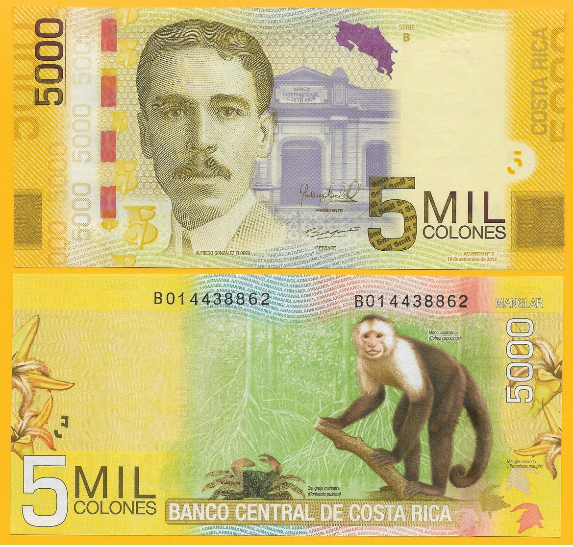 Costa Rica 5000 Colones P-276b 2012 (Serie B) UNC Banknote - Costa Rica