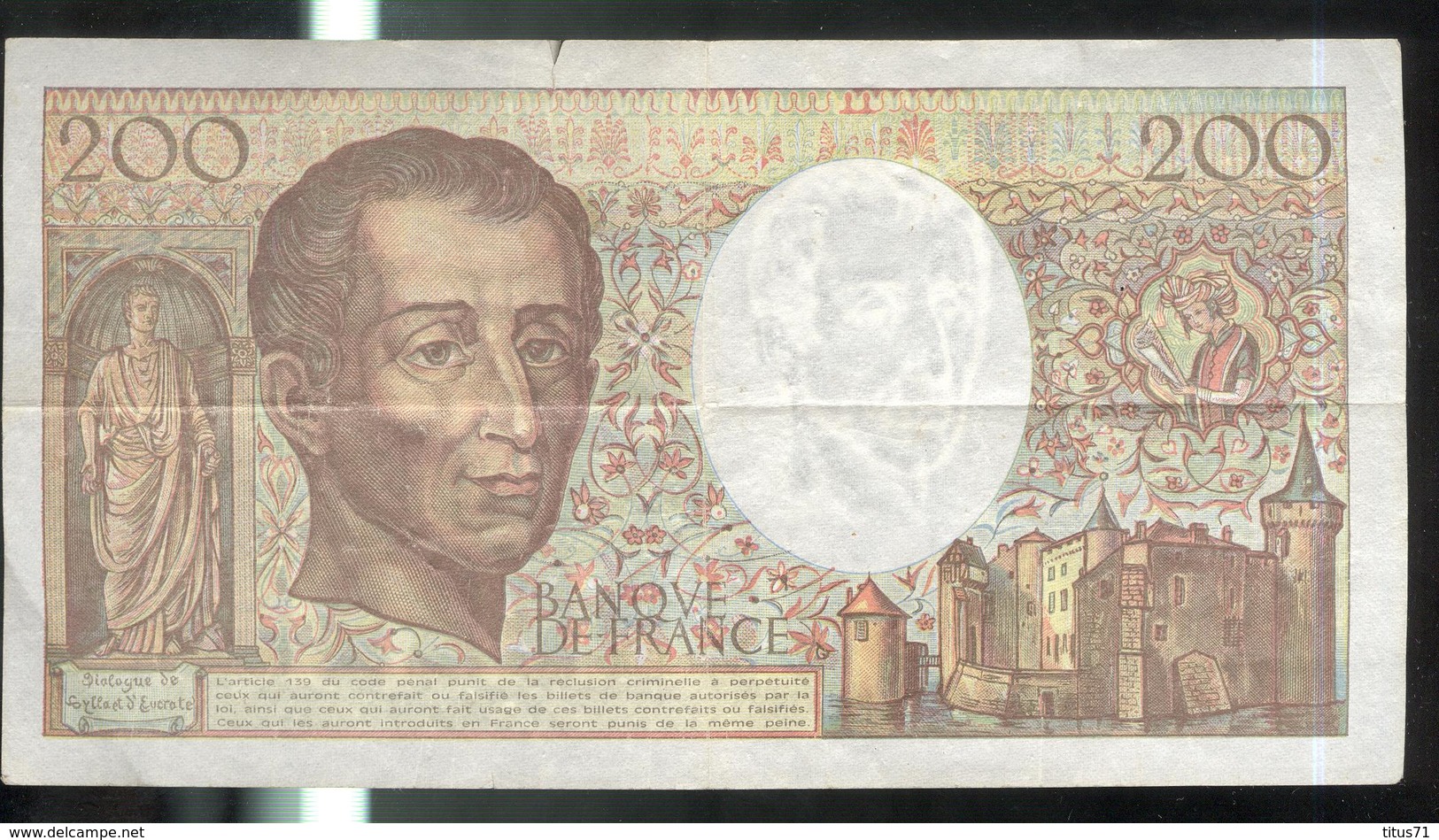 Billet 200 Francs France Montesquieu 1992 - 200 F 1981-1994 ''Montesquieu''