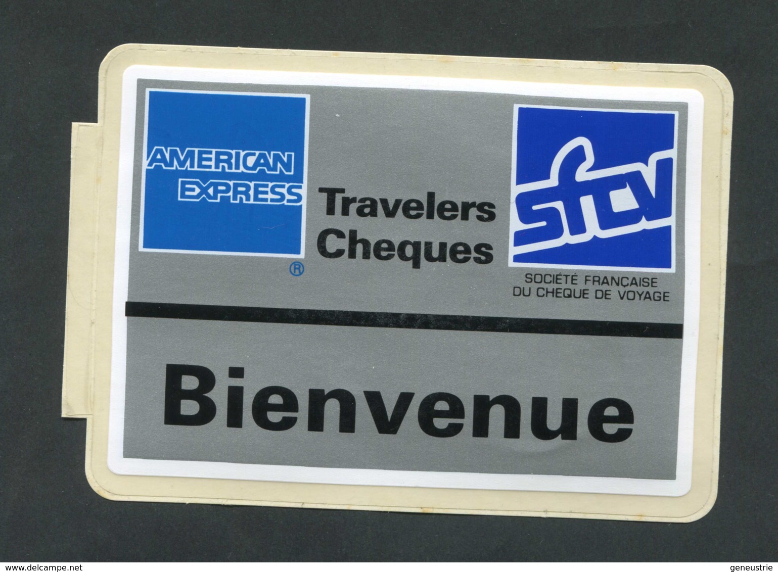 Peu Courant ! Sticker Autocollant "American Express / Travelers Cheques / Société Française Du Chèque De Voyage" - Cartes De Crédit (expiration Min. 10 Ans)