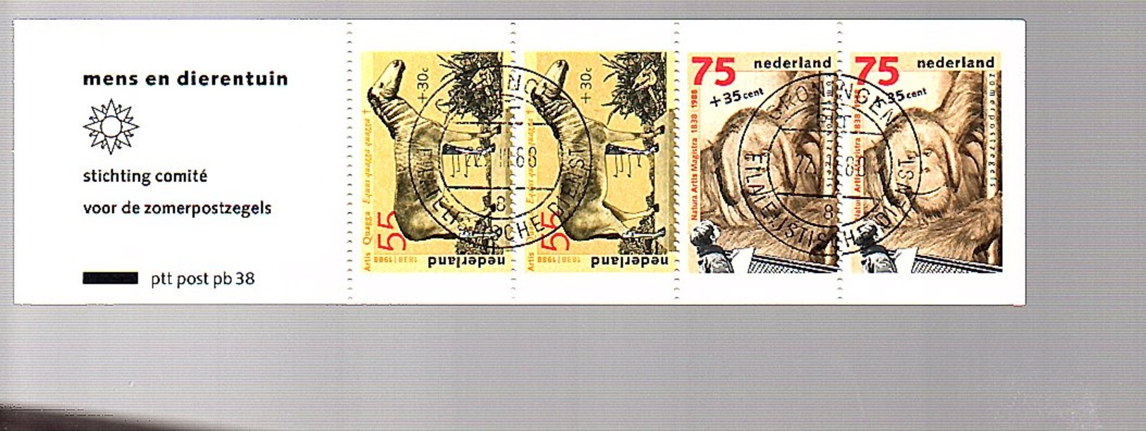 Urang Utang Booklet PB38 (349) - Postzegelboekjes En Roltandingzegels