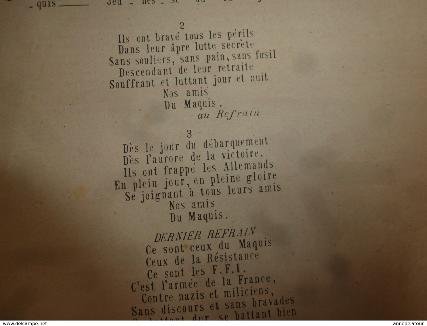 Rare 1942  Chanson De Radio-Londres (Les Français Parlent Aux Français) : CEUX Du MAQUIS - CEUX De La RESISTANCE - Documents