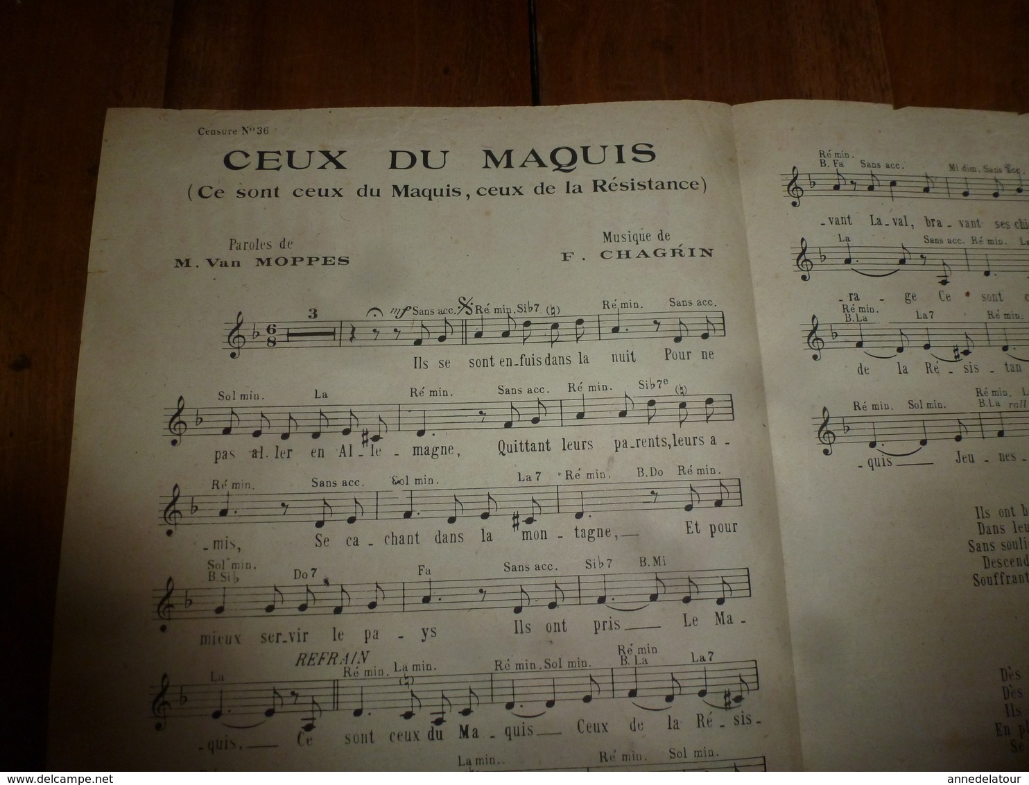 Rare 1942  Chanson De Radio-Londres (Les Français Parlent Aux Français) : CEUX Du MAQUIS - CEUX De La RESISTANCE - Documents