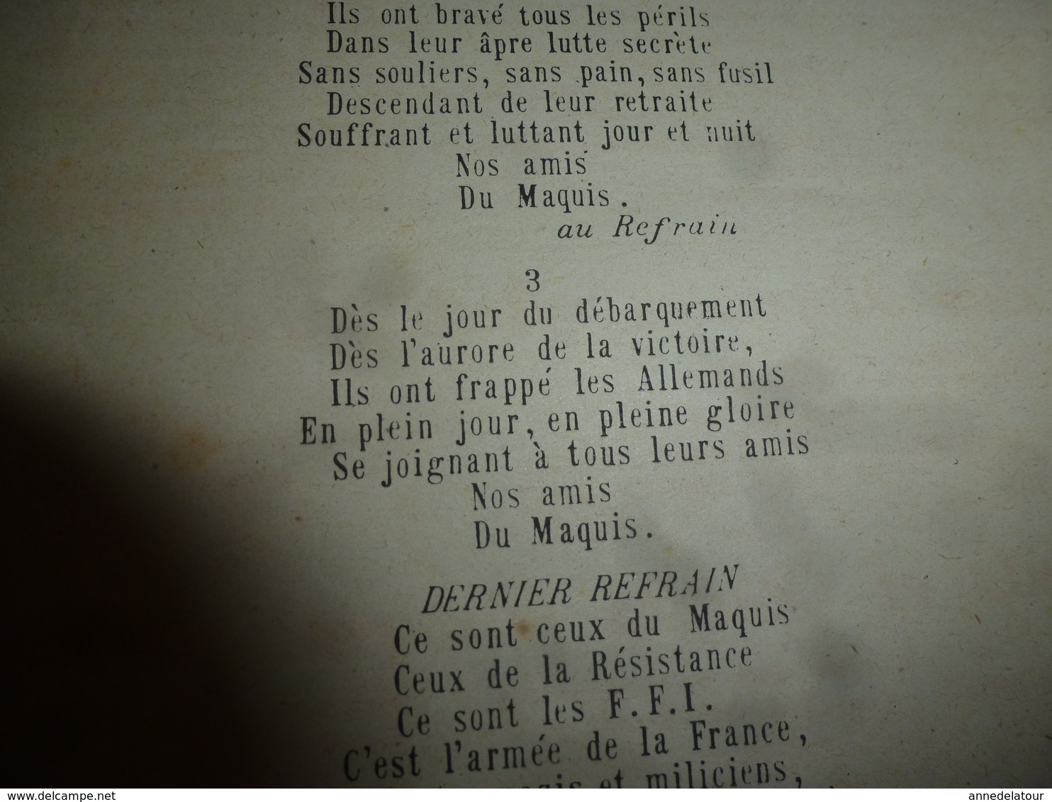 Rare 1942  Chanson De Radio-Londres (Les Français Parlent Aux Français) : CEUX Du MAQUIS - CEUX De La RESISTANCE - Dokumente